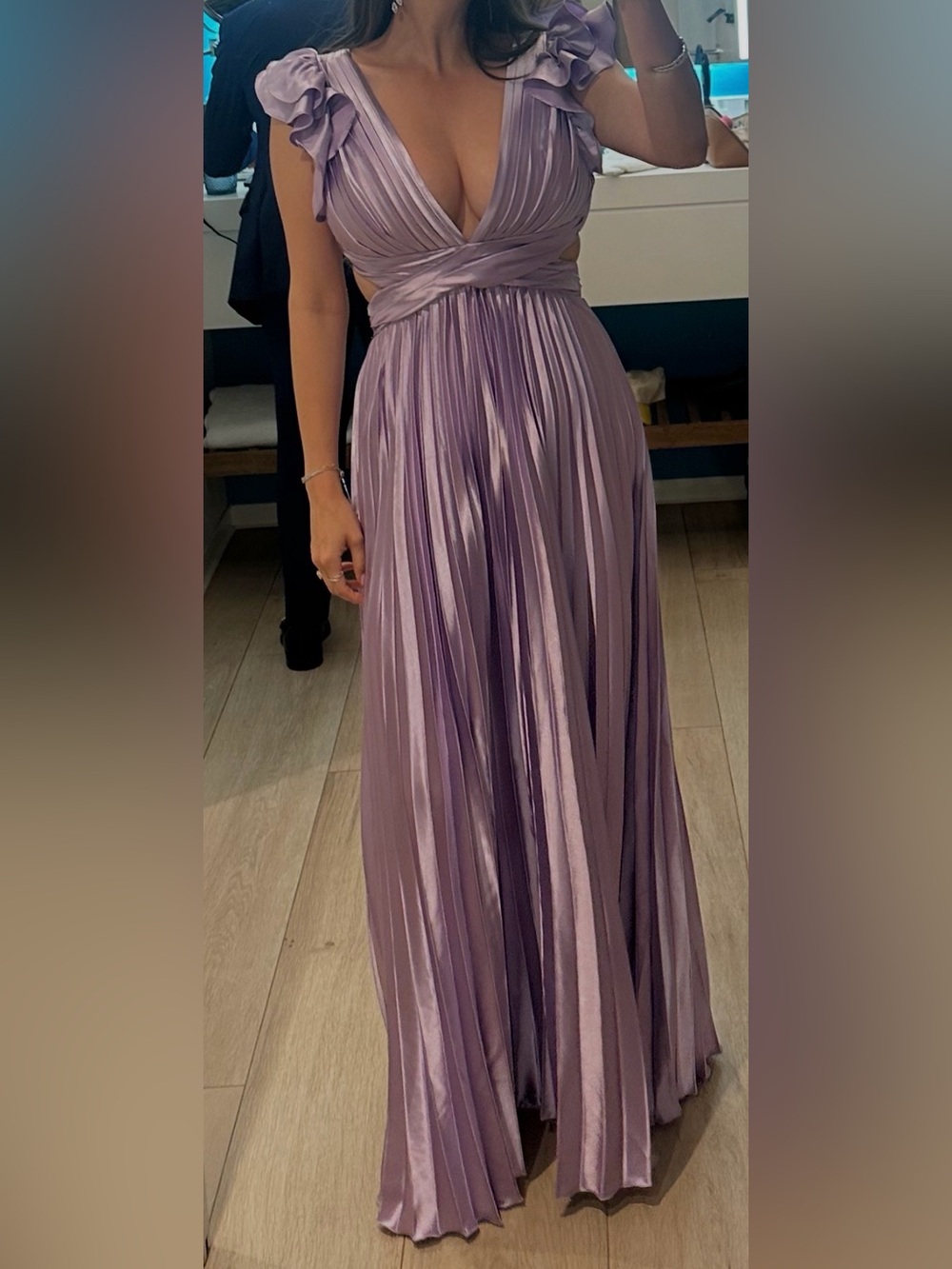 Elegant Lavender Pleated Maxi Skirt